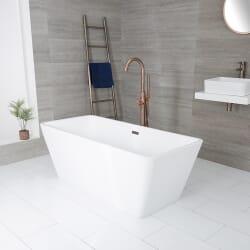 Vasca da Bagno Centro Stanza Quadrata Moderna - Bianca – 1615mm x 720mm – Scelta di Finitura Troppopieno – Sandford