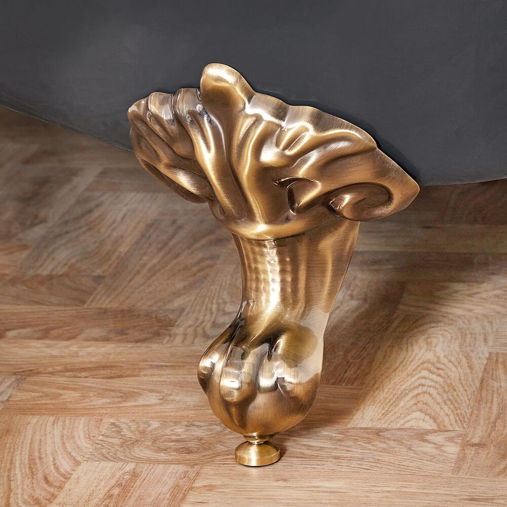 Vasca da Bagno Tradizionale Freestanding a Doppia Estremità in Grigio Pietra - 1750mm x 730mm - Scelta della Finitura dei Piedini - Elton