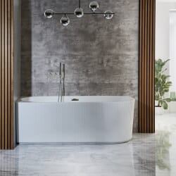 Vasca da Bagno Angolare Scanalata Moderna - 1700mm x 800mm - Scelta di Finiture per Troppopieno e Opzione Destra/Sinistra - Florence