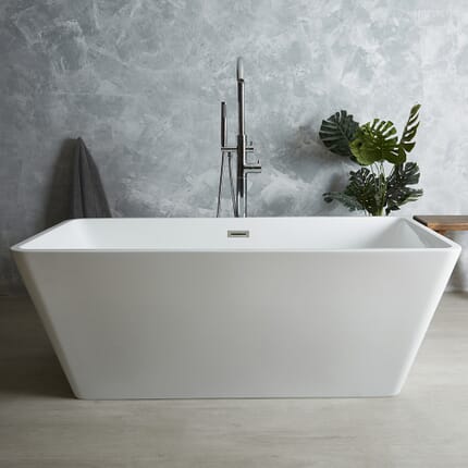 Vasca da Bagno Freestanding Moderna Quadrata a Doppia Estremità - Scelta di Dimensioni e Finitura del Troppopieno - Sandford