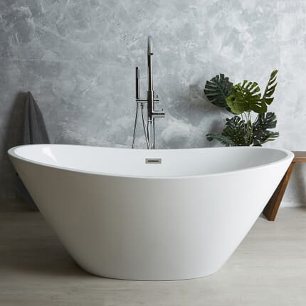 Vasca da Bagno Freestanding Moderna Ovale a Doppia Estremità - Scelta di Dimensioni e Finitura del Troppopieno -  Ashbury