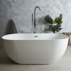 Vasca da Bagno Freestanding Ovale Moderna Bianca a Doppia Estremità - Scelta di Dimensioni e Finitura del Troppopieno - Otterton