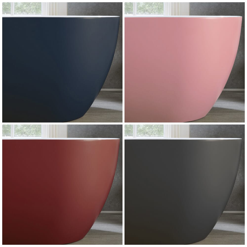 Vasca da Bagno Freestanding Moderna Ovale a Doppia Estremità - Disponibile in Diverse Finiture e Dimensioni - Otterton