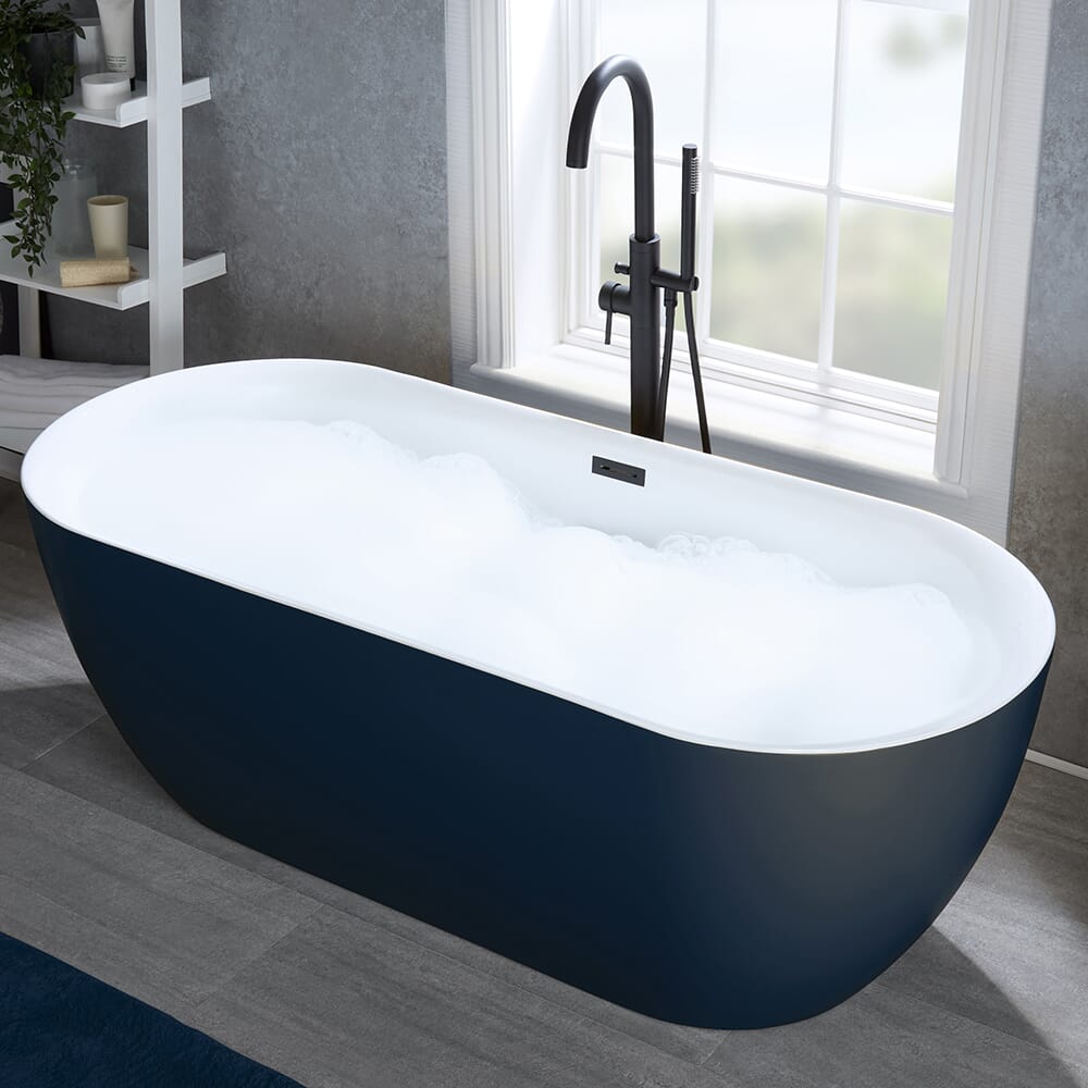 Vasca da Bagno Freestanding Moderna Ovale a Doppia Estremità - Disponibile in Diverse Finiture e Dimensioni - Otterton