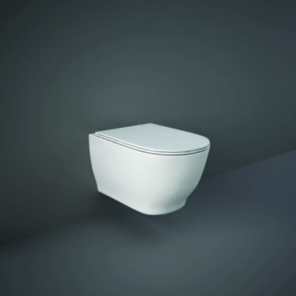 Sanitario WC Moderno Sospeso Senza Brida con Sedile Ammortizzato - Bianco Lucido - Hudson Reed x RAK Moon