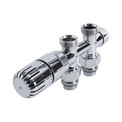 Valvole Termostatiche Diritte per Radiatore o Scaldasalviette con Attacco Centrale Complete di Adattatore Tubi in Rame da 16mm - Multiblock H