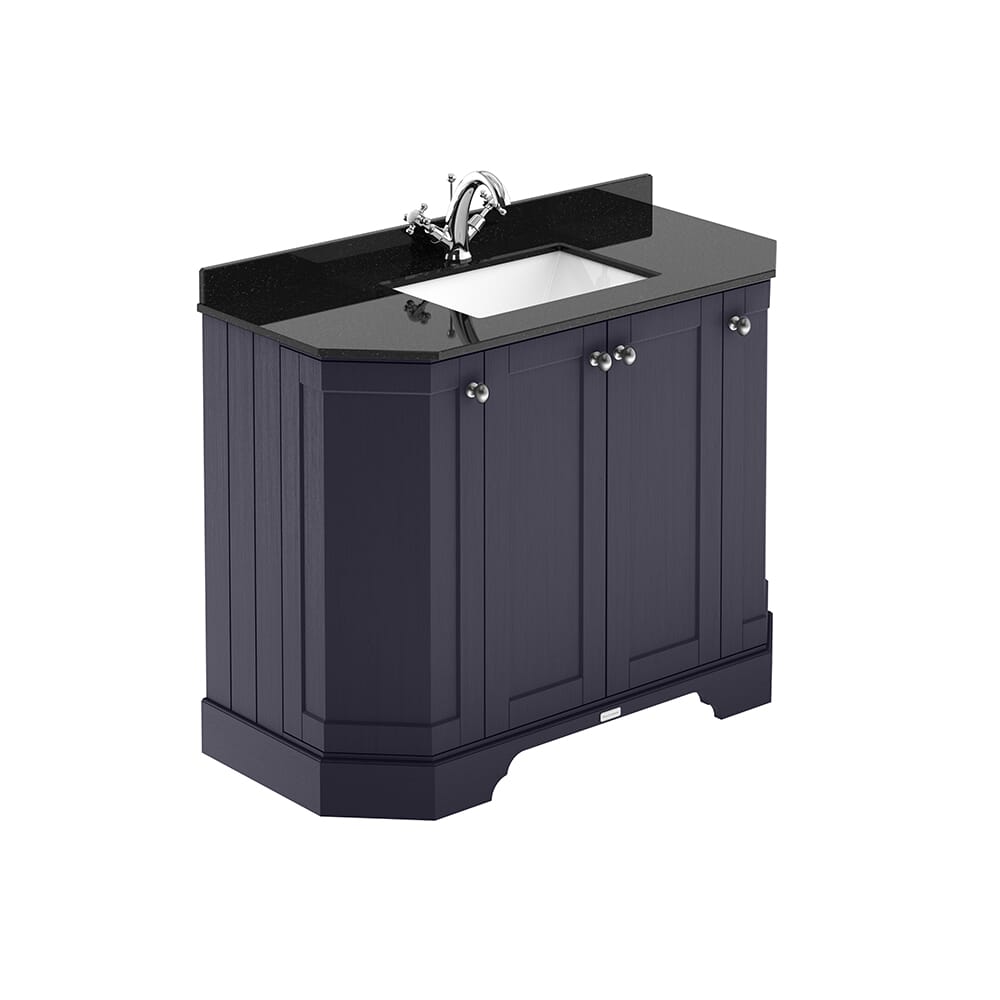 Mobile da Bagno Tradizionale Angolare con Piano in Marmo Nero 1020mm - Scelta della Finitura e del Lavabo - Old London