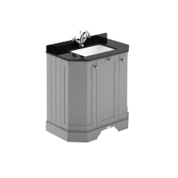 Mobile da Bagno Tradizionale Angolare con Piano in Marmo Nero 770mm - Scelta della Finitura e del Lavabo - Old London