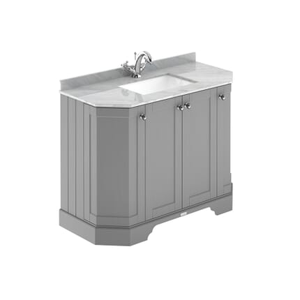 Mobile da Bagno Tradizionale Angolare con Piano in Marmo Grigio 1020mm - Scelta della Finitura e del Lavabo - Old London