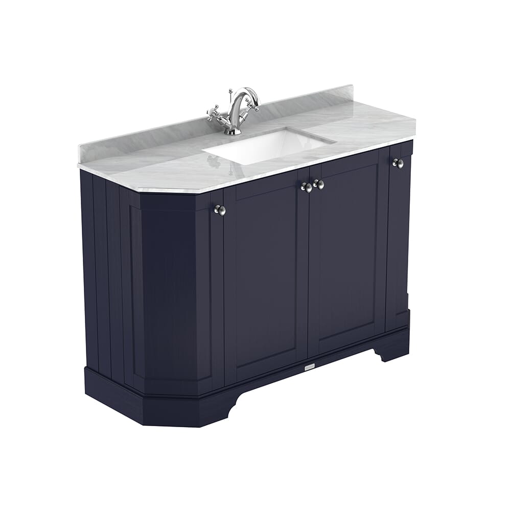 Mobile da Bagno Tradizionale Angolare con Piano in Marmo Grigio 1220mm - Scelta della Finitura e del Lavabo - Old London