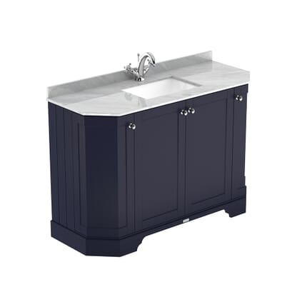 Mobile da Bagno Tradizionale Angolare con Piano in Marmo Grigio 1220mm - Scelta della Finitura e del Lavabo - Old London