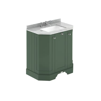 Mobile da Bagno Tradizionale Angolare con Piano in Marmo Grigio 770mm - Scelta della Finitura e del Lavabo - Old London