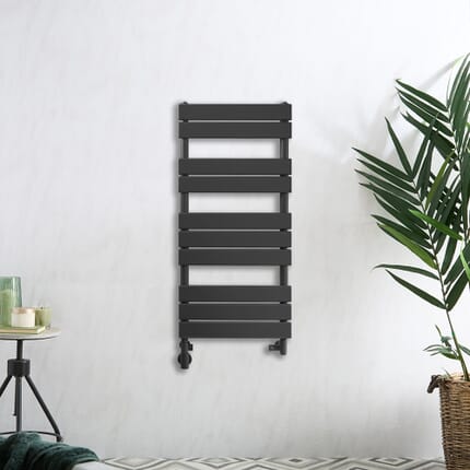 Scaldasalviette Misto Antracite  - 975mm x 450mm - incl. 600 Watt Elemento Riscaldante e Valvole - Lustro