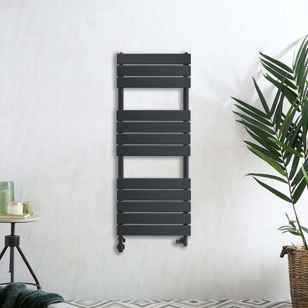 Scaldasalviette Misto Antracite  - 1200mm x 450mm - incl. 600 Watt Elemento Riscaldante e Valvole - Lustro