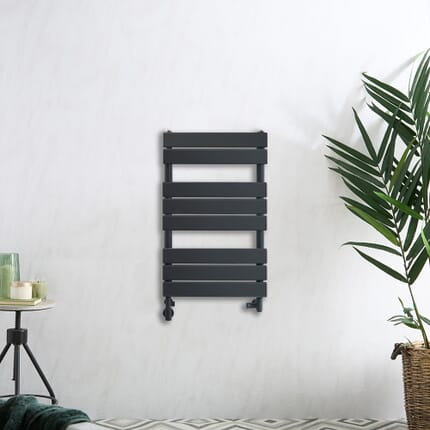 Scaldasalviette Misto Antracite  - 825mm x 450mm - incl. 400 Watt Elemento Riscaldante e Valvole - Lustro