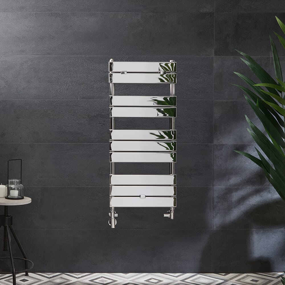 Scaldasalviette Misto Cromato  - 1000mm x 450mm - incl. 400 Watt Elemento Riscaldante e Valvole - Lustro