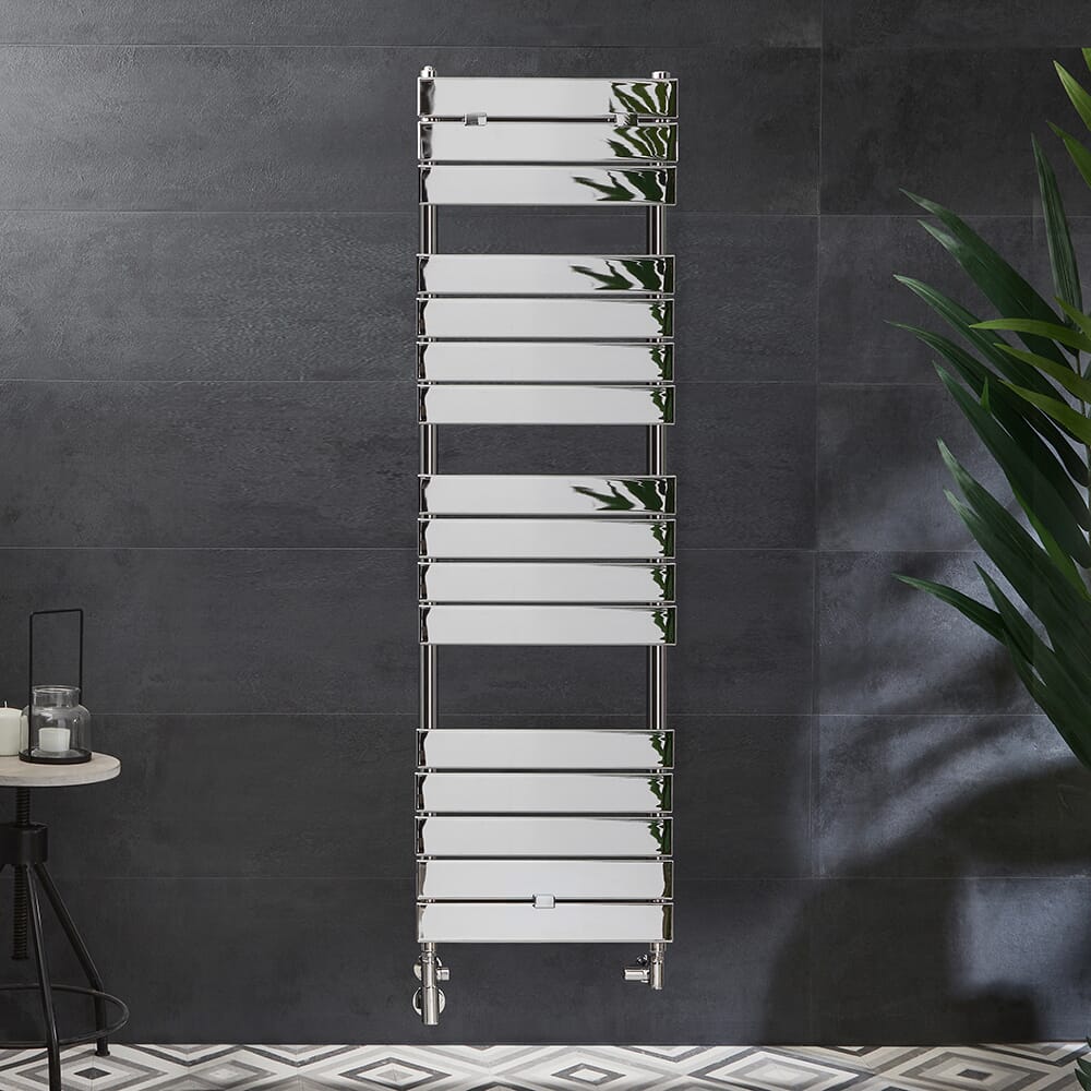 Scaldasalviette Misto Cromato  - 1512mm x 450mm - incl. 600 Watt Elemento Riscaldante e Valvole - Lustro