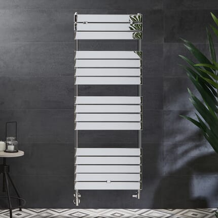 Scaldasalviette Misto Cromato  - 1512mm x 600mm - incl. 600 Watt Elemento Riscaldante e Valvole - Lustro