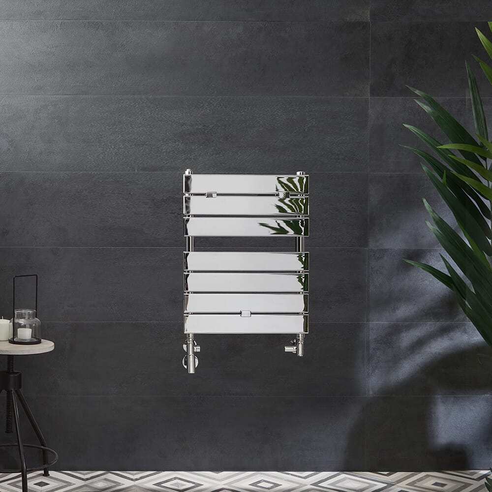 Scaldasalviette Misto Cromato  - 620mm x 450mm - incl. 400 Watt Elemento Riscaldante e Valvole - Lustro