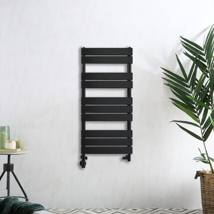 Scaldasalviette Misto Nero  - 975mm x 450mm - incl. 600 Watt Elemento Riscaldante e Valvole - Lustro