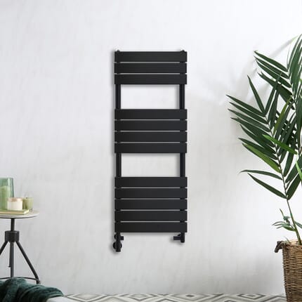 Scaldasalviette Misto Nero  - 1200mm x 450mm - incl. 600 Watt Elemento Riscaldante e Valvole - Lustro