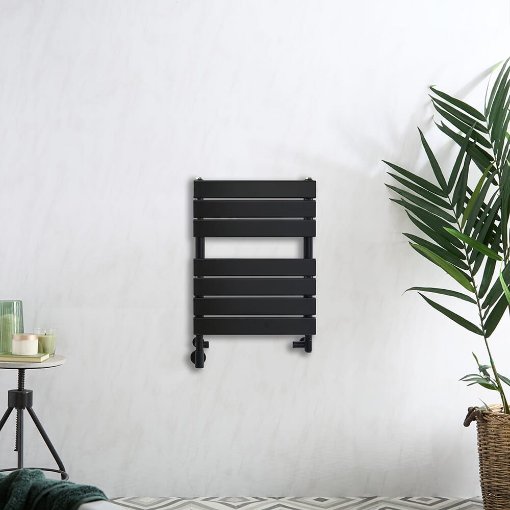 Scaldasalviette Misto Nero  - 600mm x 400mm - incl. 400 Watt Elemento Riscaldante e Valvole - Lustro