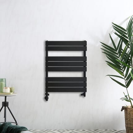 Scaldasalviette Misto Nero  - 825mm x 600mm - incl. 600 Watt Elemento Riscaldante e Valvole - Lustro
