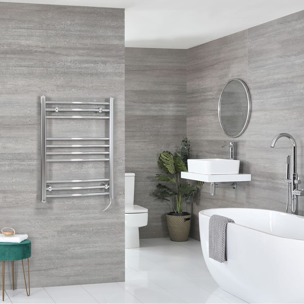 Scaldasalviette Termoarredo Bagno Elettrico Curvo Cromato - 800 x 500mm - Kent