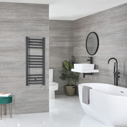 Scaldasalviette Elettrico Piatto 200W - Termoarredo Bagno Antracite - 1000 x 400mm - Artle