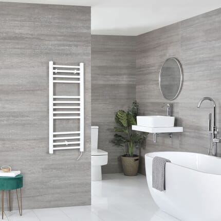Scaldasalviette Elettrico Piatto 200W - Termoarredo Bagno Bianco - 1000 x 400mm - Ive