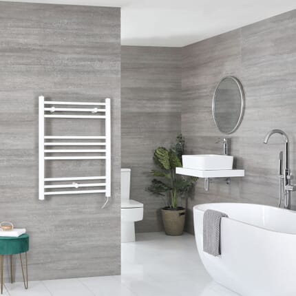 Scaldasalviette Elettrico Piatto 200W - Termoarredo Bagno Bianco - 800 x 500mm - Ive
