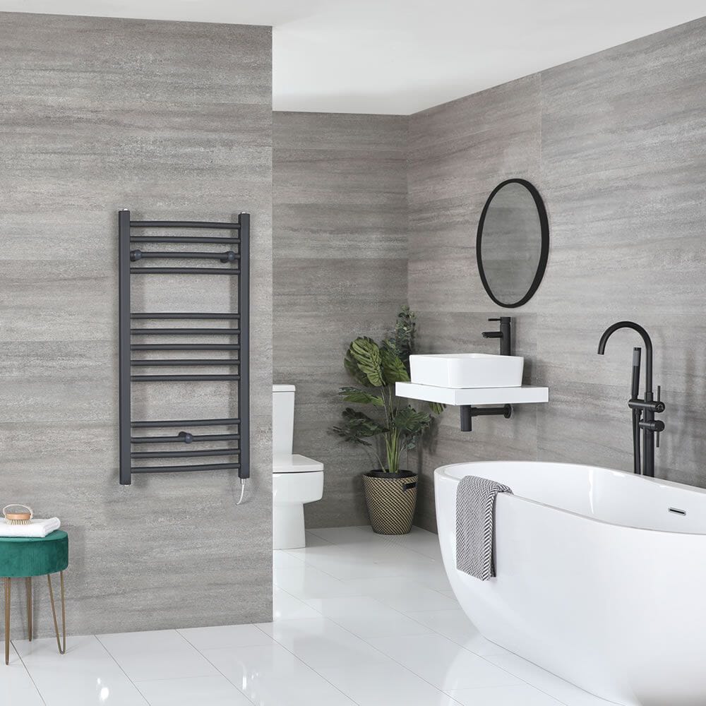 Scaldasalviette Elettrico Piatto 200W - Termoarredo Bagno Antracite - 1000 x 500mm - Artle