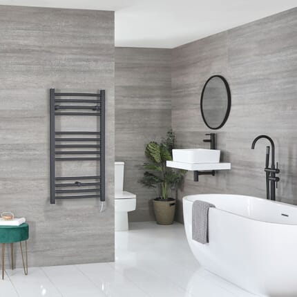 Scaldasalviette Elettrico Piatto 200W - Termoarredo Bagno Antracite - 1000 x 500mm - Artle