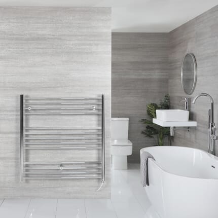 Scaldasalviette Termoarredo Bagno Elettrico Piatto Cromato - 1000 x 1000mm - Kent