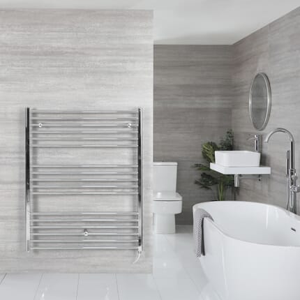 Scaldasalviette Termoarredo Bagno Elettrico Piatto Cromato - 1200 x 1000mm - Kent