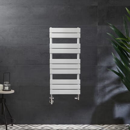 Scaldasalviette Misto Bianco  - 975mm x 450mm - incl. 600 Watt Elemento Riscaldante e Valvole - Lustro