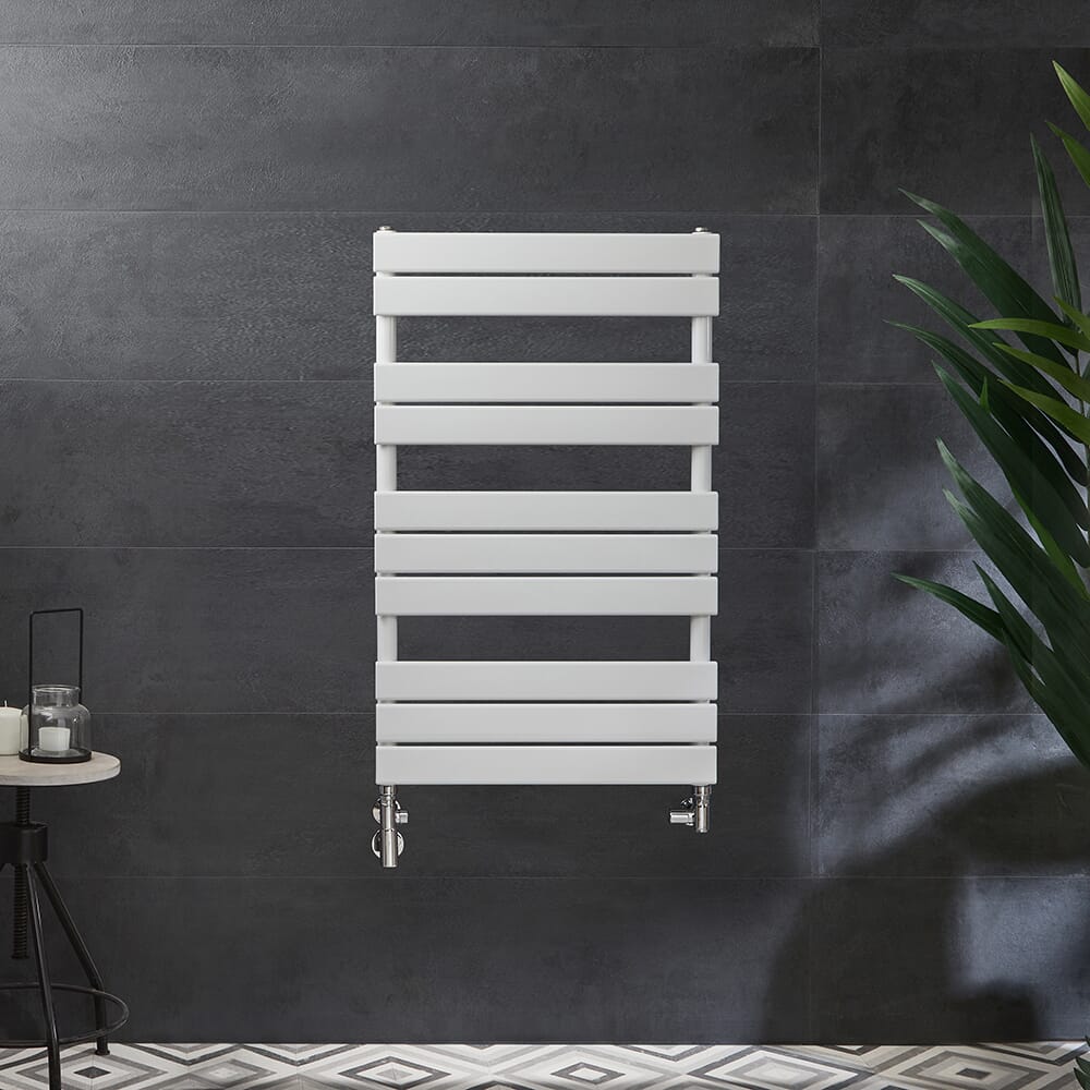 Scaldasalviette Misto Bianco  - 975mm x 600mm - incl. 600 Watt Elemento Riscaldante e Valvole - Lustro