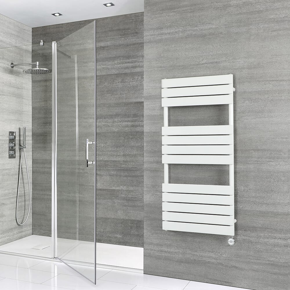 Scaldasalviette Elettrico di Design Bianco con Elemento Termostatico - Pannelli Piatti - 1200 x 600mm - Lustro