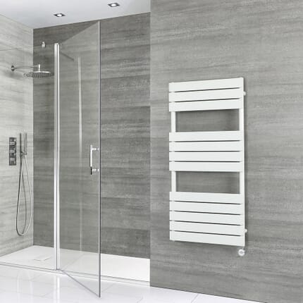 Scaldasalviette Elettrico di Design Bianco con Elemento Termostatico - Pannelli Piatti - 1200 x 600mm - Lustro
