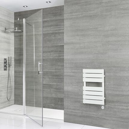 Scaldasalviette Elettrico di Design Bianco con Elemento Termostatico - Pannelli Piatti - 600 x 400mm - Lustro