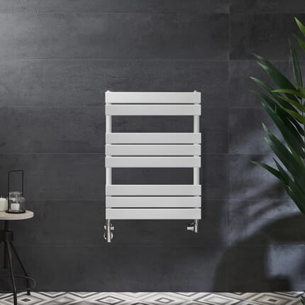 Scaldasalviette Misto Bianco  - 825mm x 600mm - incl. 600 Watt Elemento Riscaldante e Valvole - Lustro