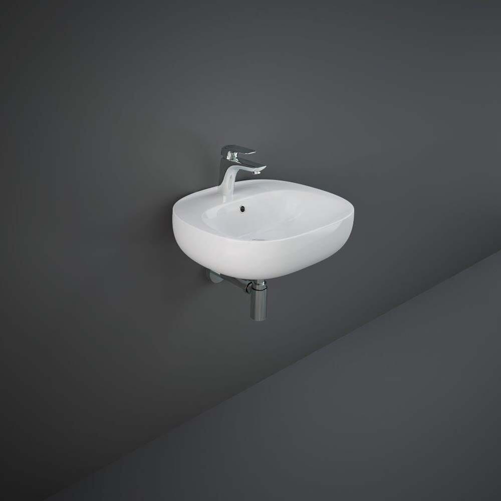 Lavabo Sospeso Moderno - Bianco Lucido - 510mm x 440mm (1 foro) – Hudson Reed x RAK Illusion