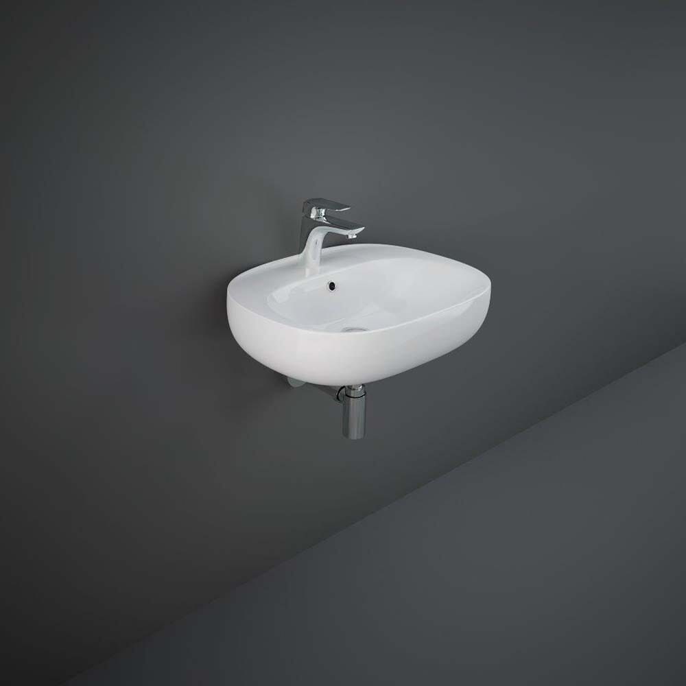 Lavabo Sospeso Moderno - Bianco Lucido -  560mm x 440mm (1 foro) – Hudson Reed x RAK Illusion