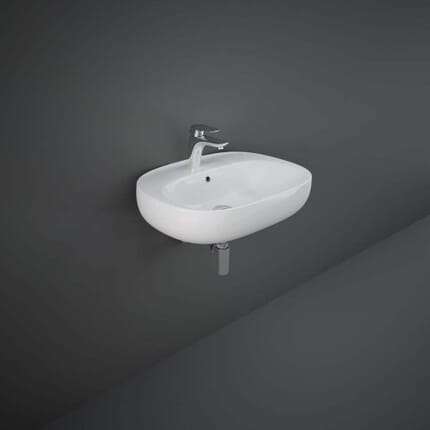 Lavabo Sospeso Moderno - Bianco Lucido -  610mm x 440mm (1 foro) – Hudson Reed x RAK Illusion