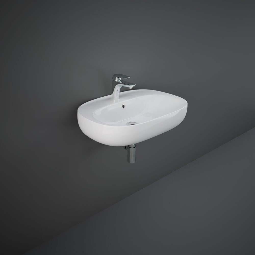 Lavabo Sospeso Moderno - Bianco Lucido - 660mm x 440mm (1 foro) – Hudson Reed x RAK Illusion