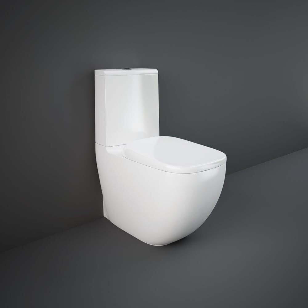 Hudson Reed Milton Sanitario WC Sospeso Moderno con Sedile - Ceramica  Bianca Glassata - Design da Parete Quadrato 