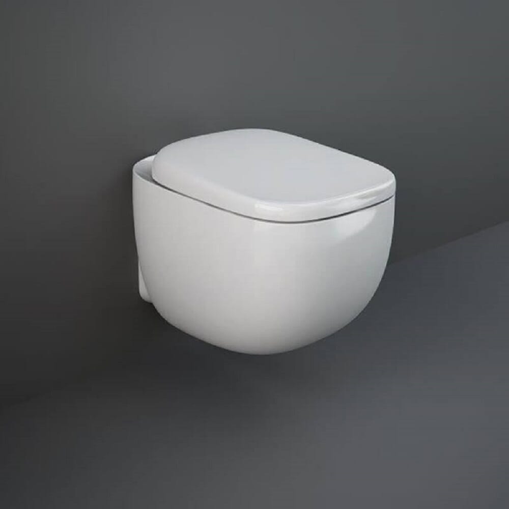 Sanitario WC Moderno Sospeso con Sedile Ammortizzato - Bianco Lucido - Hudson Reed x RAK illusion