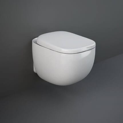 Sanitario WC Moderno Sospeso con Sedile Ammortizzato - Bianco Lucido - Hudson Reed x RAK illusion
