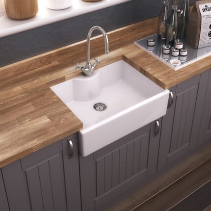 Lavabo da Cucina Stile Country in Ceramica - Scelta di Dimensioni - Rowan