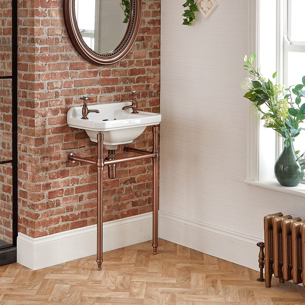 Lavabo Tradizionale con Consolle 515mm - Color Rame (2 Fori Rubinetteria) - Richmond